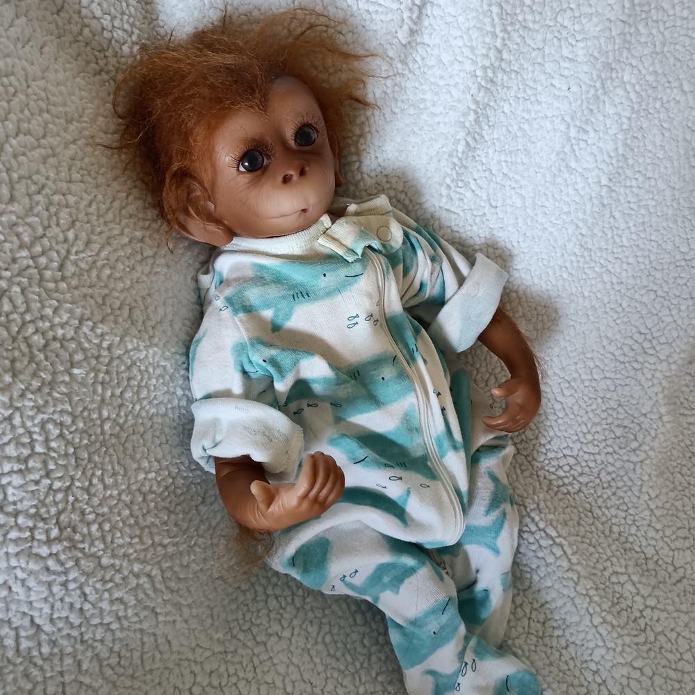 Adorable Monkey Doll with Teal Outfit